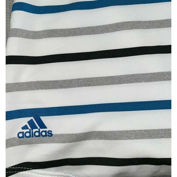Adidas DZ6380 Womens Sz Small Ultimate Stripe Short Sleeve Golf Polo White Teal - Picture 3 of 6